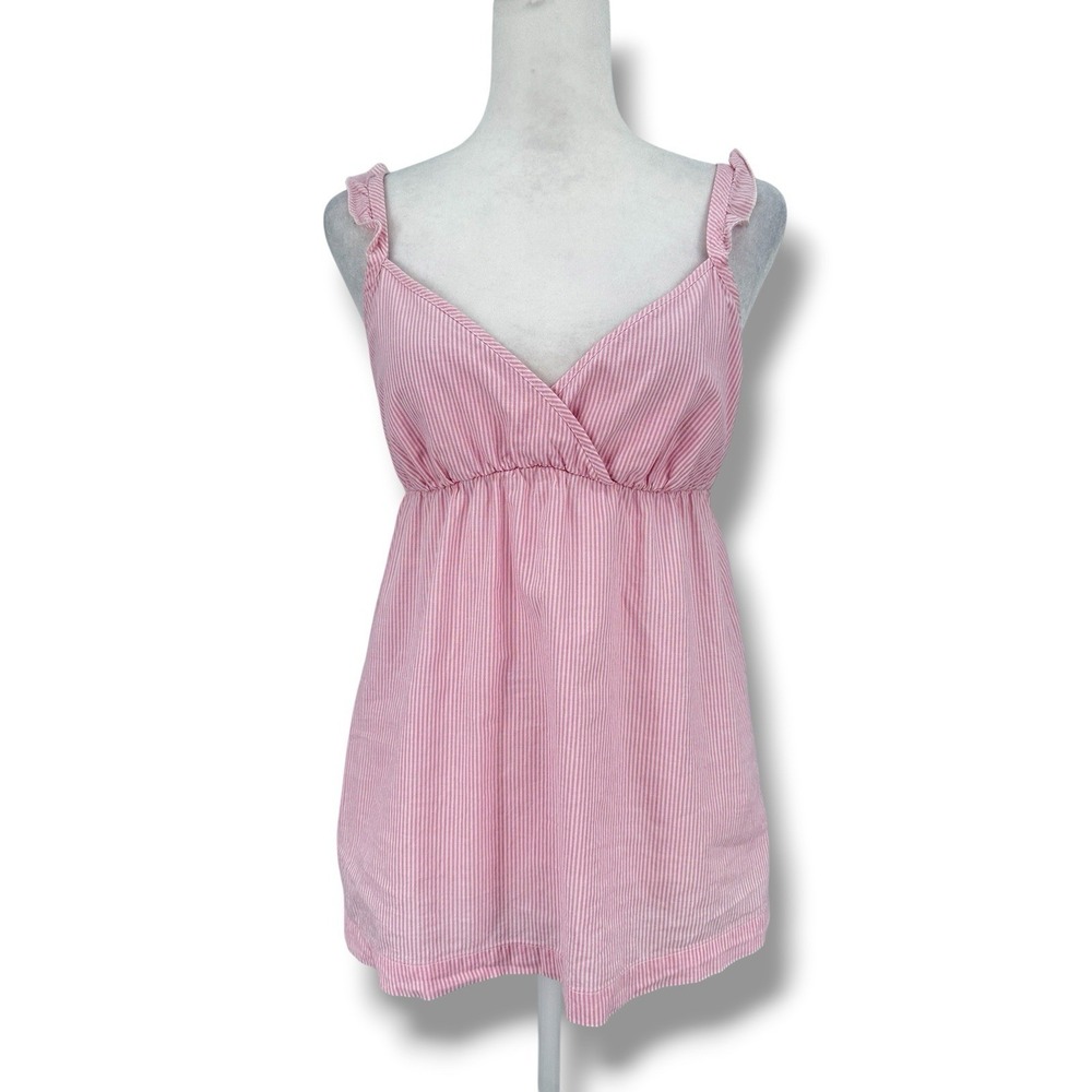 GapBody Pink Stripe Babydoll Cami Top S Cotton Empire Waist Coquette Y2K Cottage